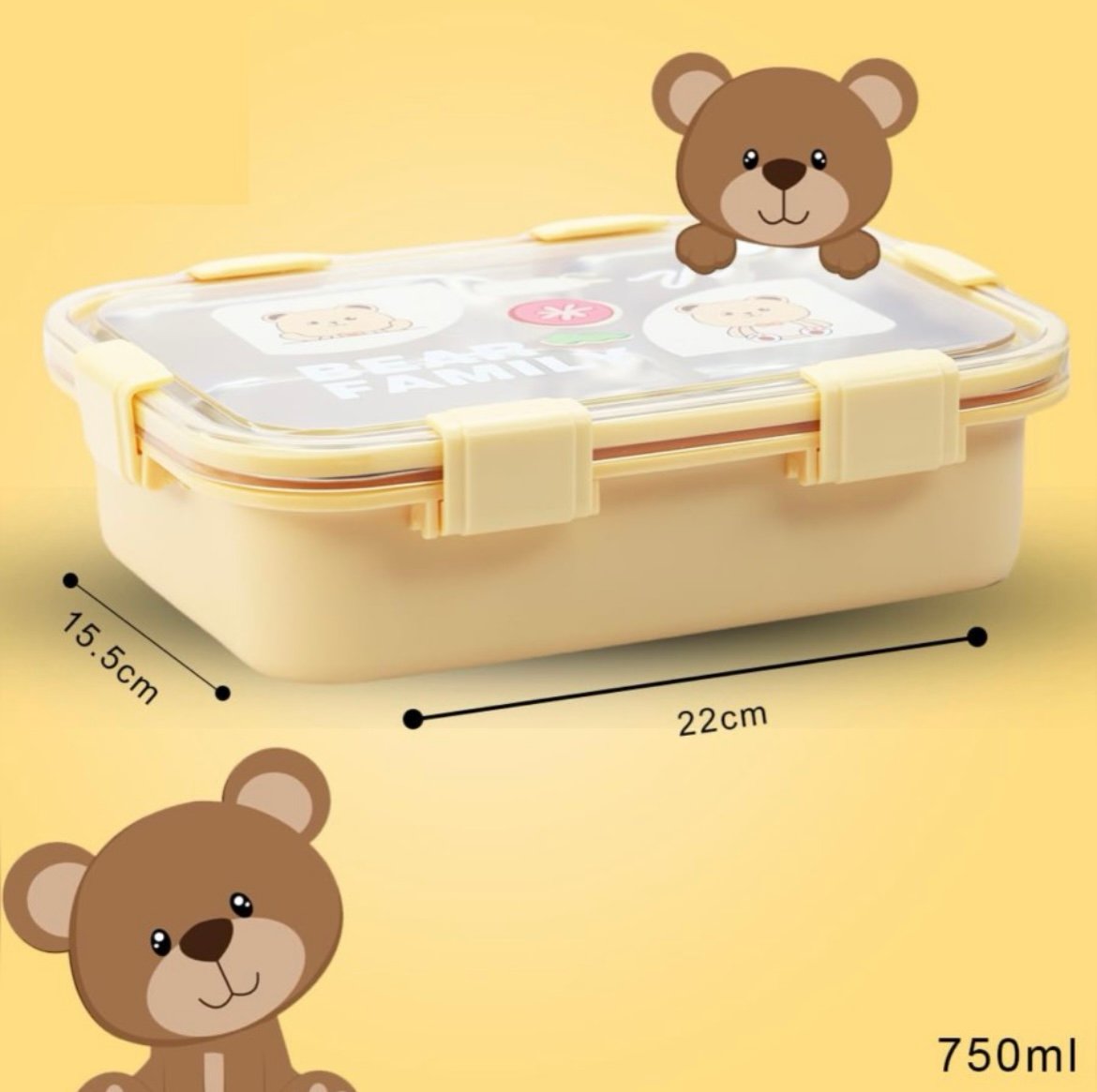 Bear Family Stainless Steel Lunch Box - Image 3