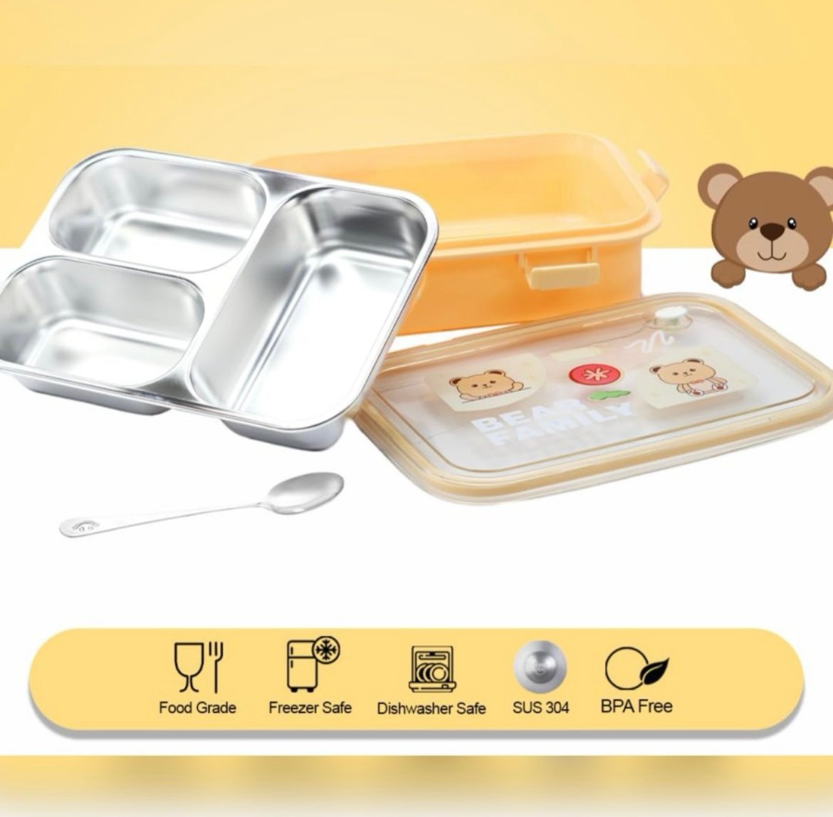 Bear Family Stainless Steel Lunch Box - Image 4